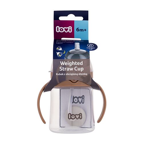 Hrneček LOVI First Cup With Weighted Straw Brown 6m+ 150 ml