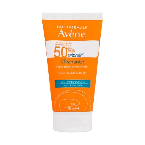 Opalovací přípravek na obličej Avene Cleanance Anti-Blemishes SPF50+ 50 ml poškozená krabička