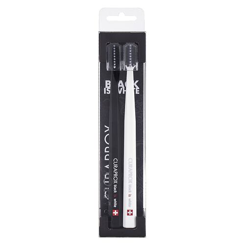 Klasický zubní kartáček Curaprox Black Is White 2 ks Black & White poškozená krabička