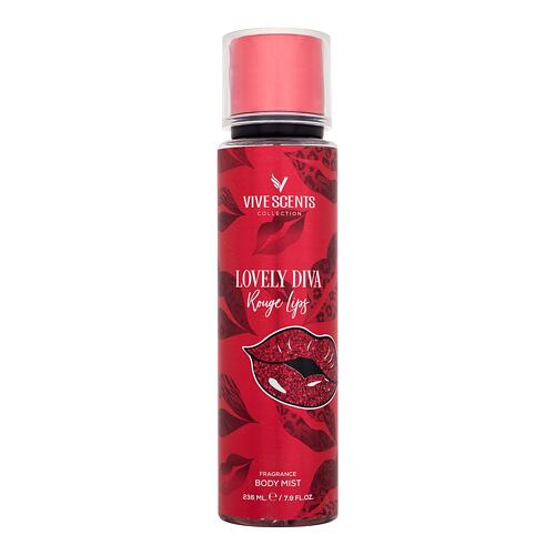 Tělový sprej Vive Scents Lovely Diva Rouge Lips 236 ml poškozený flakon