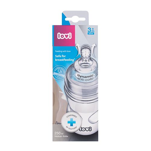 Kojenecká lahev LOVI Medical+ Bottle 3m+ Slow 250 ml poškozená krabička