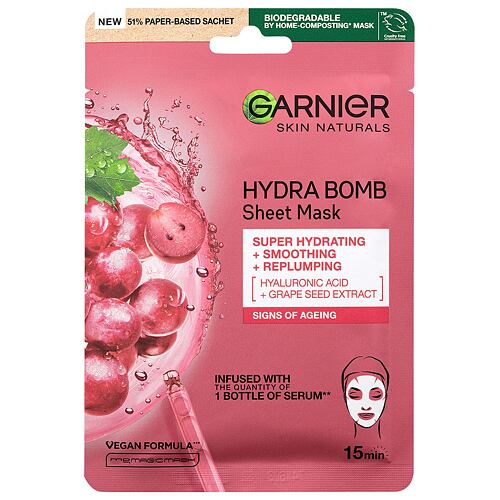 Pleťová maska Garnier Skin Naturals Hydra Bomb Natural Origin Grape Seed Extract 1 ks
