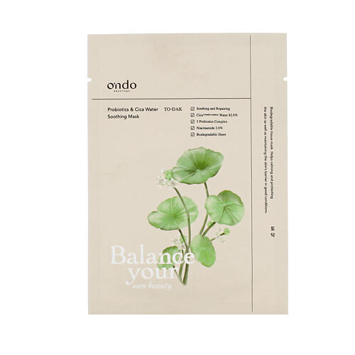 Pleťová maska Ondo Beauty 36.5 TO-DAK Probiotics & Cica Water Soothing Mask 25 g