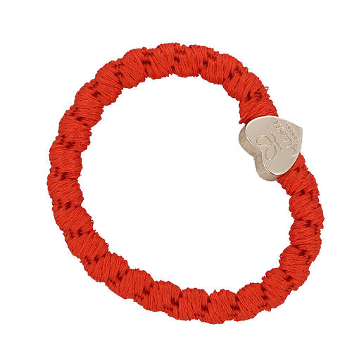 Gumička na vlasy By Eloise London Woven Gold Heart Red Orange 1 ks