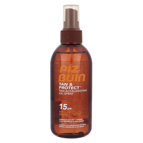 Opalovací přípravek na tělo PIZ BUIN Tan & Protect Tan Accelerating Oil Spray SPF15 150 ml poškozený flakon