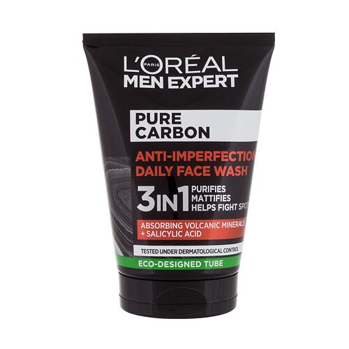 Čisticí gel L'Oréal Paris Men Expert Pure Carbon Anti-Imperfection 3in1 100 ml