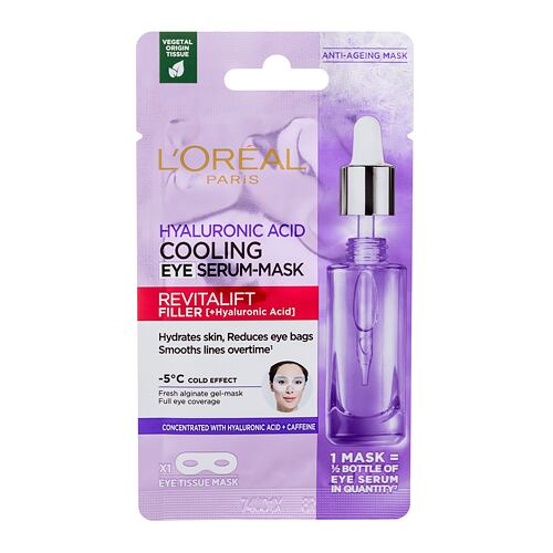 Maska na oči L'Oréal Paris Revitalift Filler HA Cooling Tissue Eye Serum-Mask 11 g