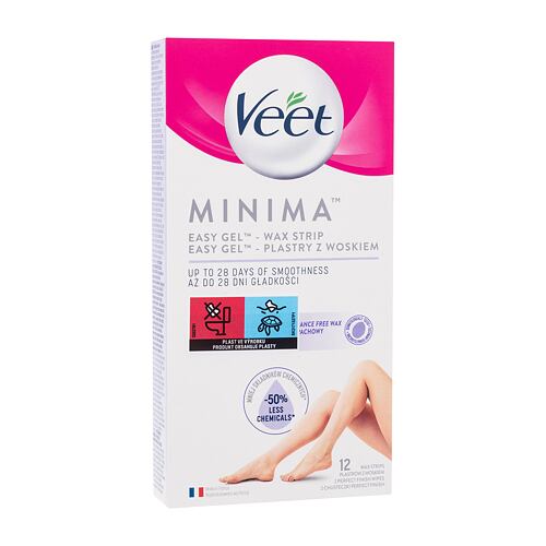 Depilační přípravek Veet Minima Easy-Gel™ Wax Strips Legs & Body 12 ks poškozená krabička