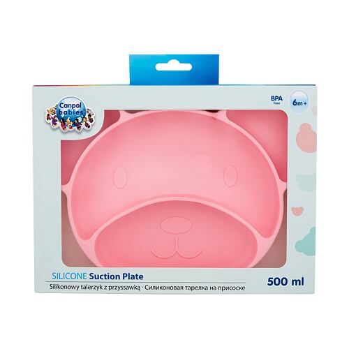 Nádobí Canpol babies Silicone Suction Plate Pink 500 ml