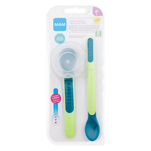 Nádobí MAM Heat Sensitive Spoons & Cover 6m+ Green 1 ks