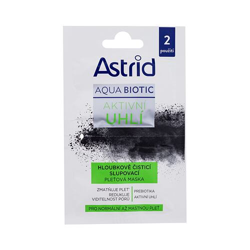Pleťová maska Astrid Aqua Biotic Active Charcoal Cleansing Mask 2x8 ml