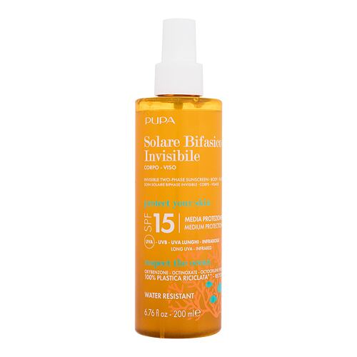 Opalovací přípravek na tělo Pupa Invisible Sunscreen Two-Phase SPF15 200 ml poškozený flakon