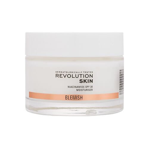 Denní pleťový krém Revolution Skincare Blemish Niacinamide Moisturiser SPF30 50 ml poškozená krabička