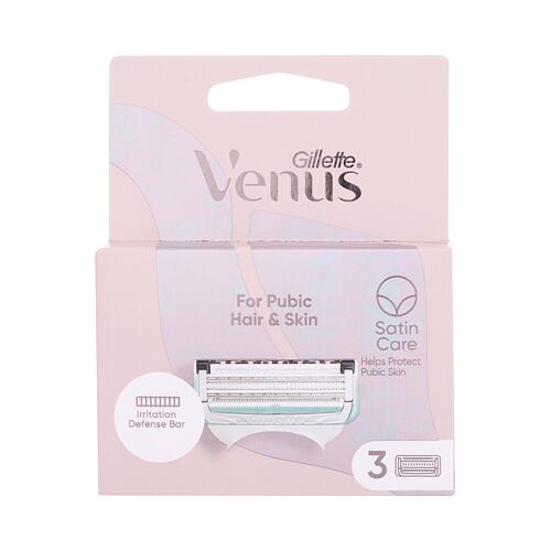 Náhradní břit Gillette Venus Satin Care For Pubic Hair & Skin 3 ks poškozená krabička