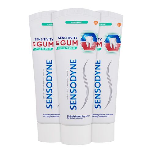 Zubní pasta Sensodyne Sensitivity & Gum Caring Mint Trio 3x75 ml poškozená krabička