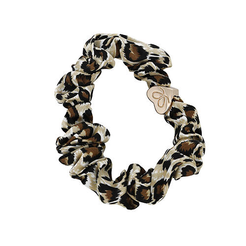 Gumička na vlasy By Eloise London Silk Scrunchie Gold Heart Leopard 1 ks
