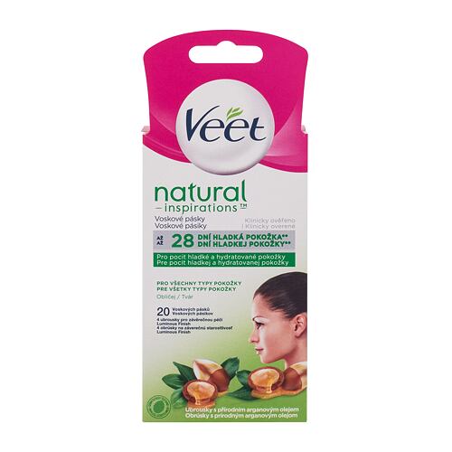 Depilační přípravek Veet Natural Inspirations™ Face Wax Strips Argan Oil 20 ks poškozená krabička