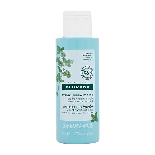 Čisticí pěna Klorane Aquatic Mint 3 IN 1 Purifying Powder 50 g