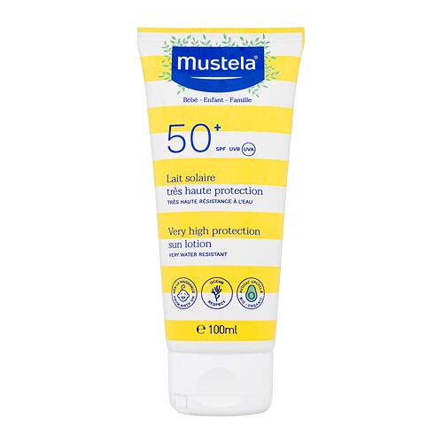 Opalovací přípravek na tělo Mustela Bébé Family Very High Protection Sun Lotion SPF50+ 100 ml poškozená krabička