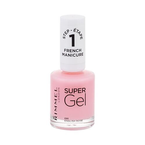 Lak na nehty Rimmel London Super Gel French Manicure STEP1 12 ml 091 English Rose poškozený flakon