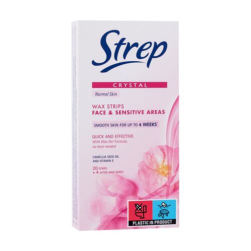 Depilační přípravek Strep Crystal Wax Strips Face & Sensitive Areas Normal Skin 20 ks poškozená krabička