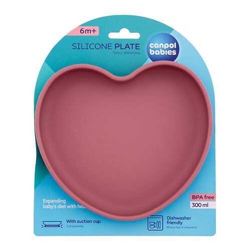 Nádobí Canpol babies Silicone Suction Plate Heart Pink 300 ml
