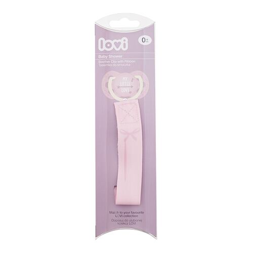 Klip na dudlík LOVI Baby Shower Soother Clip With Ribbon Girl 2 ks