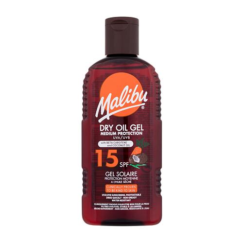 Opalovací přípravek na tělo Malibu Dry Oil Gel With Beta Carotene and Coconut Oil SPF15 200 ml