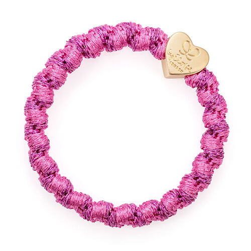 Gumička na vlasy By Eloise London Woven Gold Heart Bubblegum Pink 1 ks Bubblegum Pink